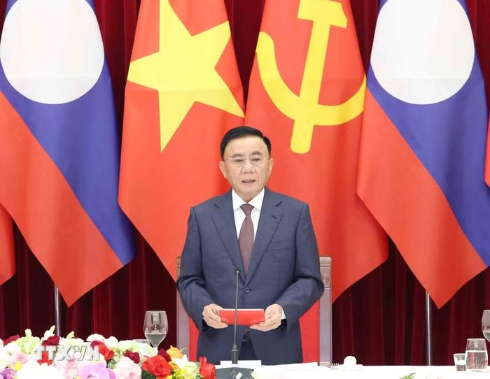 Thường trực Ban Bí thư Trần Cẩm Tú phát biểu tại Tiệc chiêu đãi. (Ảnh: Phương Hoa/TTXVN)