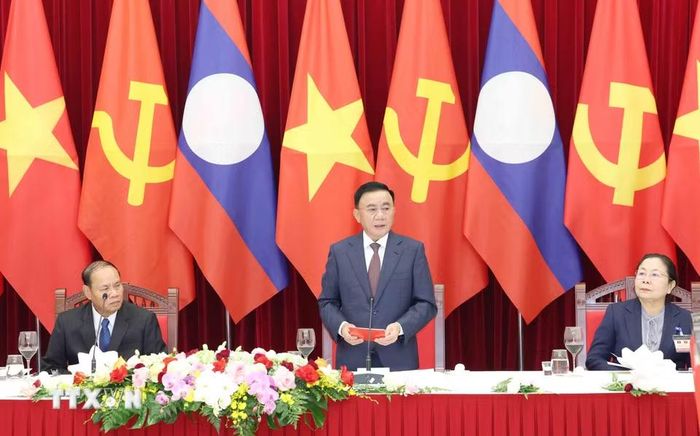 Thường trực Ban Bí thư Trần Cẩm Tú phát biểu tại Tiệc chiêu đãi. (Ảnh: Phương Hoa/TTXVN)