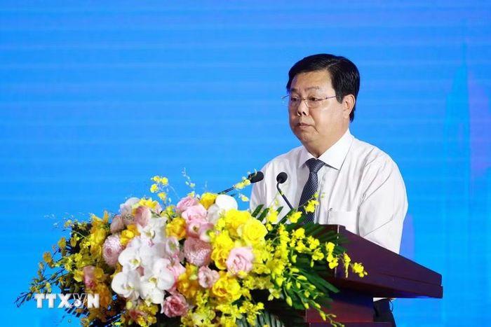Bộ trưởng Bộ Nội vụ, Chủ nhiệm Ủy ban Quốc gia về Thanh niên Việt Nam Nguyễn Tiến Hải khai mạc đối thoại. (Ảnh: Dương Giang/TTXVN)