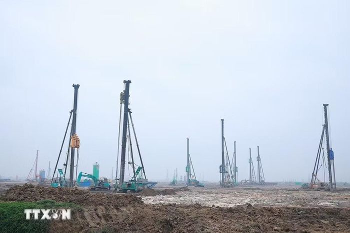 Công trường thi công Dự án Cảng hàng không quốc tế Gia Bình. (Ảnh: Dương Giang/TTXVN)