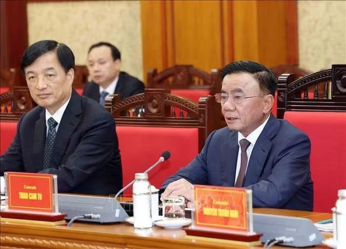 Thường trực Ban Bí thư Trần Cẩm Tú phát biểu tại hội đàm. Ảnh: Phương Hoa/TTXVN