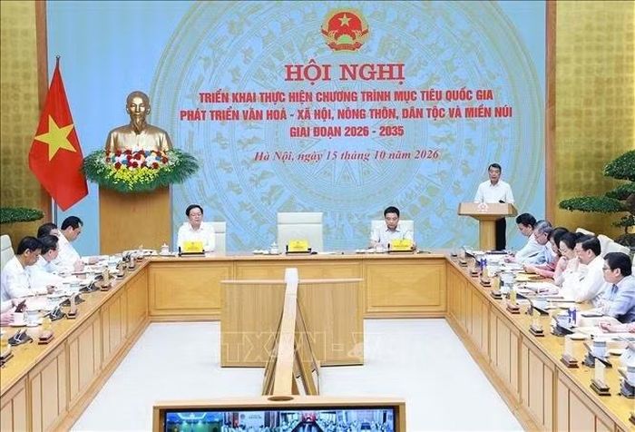 Thủ tướng Lê Minh Hưng kết luận Hội nghị triển khai thực hiện Chương trình mục tiêu quốc gia phát triển văn hóa-xã hội, nông thôn, dân tộc và miền núi giai đoạn 2026-2035. Ảnh: Dương Giang/TTXVN