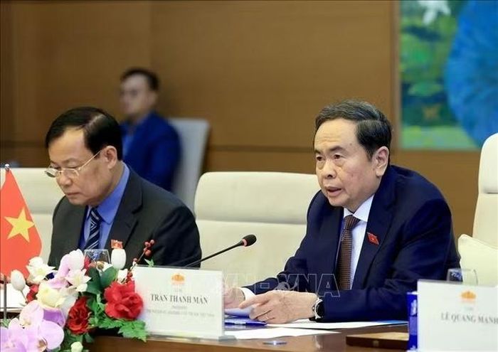Chủ tịch Quốc hội Trần Thanh Mẫn phát biểu. Ảnh: Tuấn Anh/TXVN