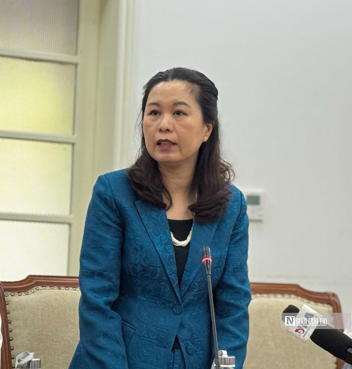 Bà Vi Thanh Hoài - Phó Cục trưởng Cục Văn hóa - Thông tin cơ sở và Gia đình chia sẻ về tiến độ xây dựng dự thảo Nghị định quy định việc sử dụng Quốc ca nước Cộng hòa Xã hội chủ nghĩa Việt Nam.