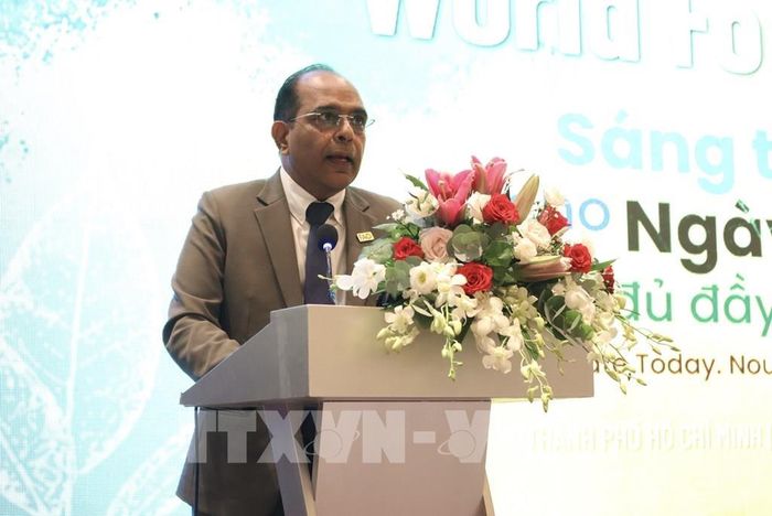 Tiến sĩ Vinod Ahuja, Trưởng Đại diện FAO tại Việt Nam, phát biểu tại hội nghị. Ảnh: Xuân Anh - TTXVN