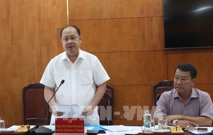 Giám đốc Sở Khoa học và Công nghệ Nguyễn Phương Bấc phát biểu. Ảnh: Tuấn Phi - TTXVN