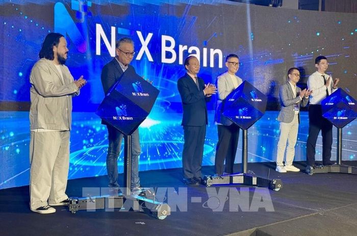 Nghi thức ra mắt Nền tảng Tăng trưởng Thương hiệu NEX Brain. Ảnh: Hương Giang - TTXVN 