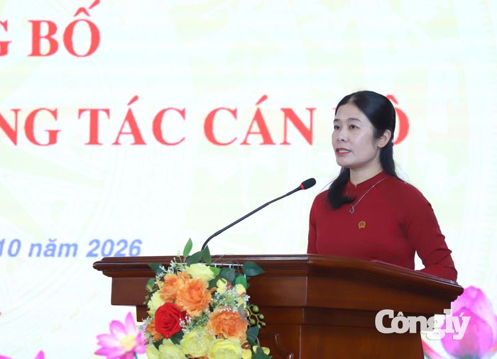 Phó Vụ trưởng Vụ Giám đốc, kiểm tra I TANDTC Trịnh Thị Minh Trang phát biểu nhận nhiệm vụ.