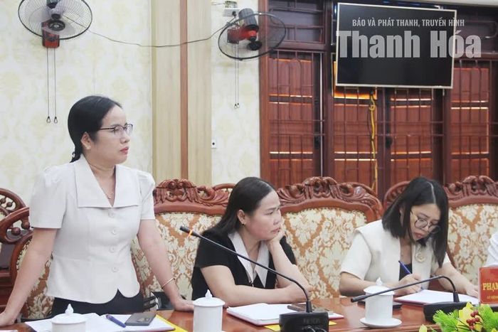 Đại diện cơ sở giáo dục trên địa bàn xã Như Xuân phát biểu tại buổi khảo sát.