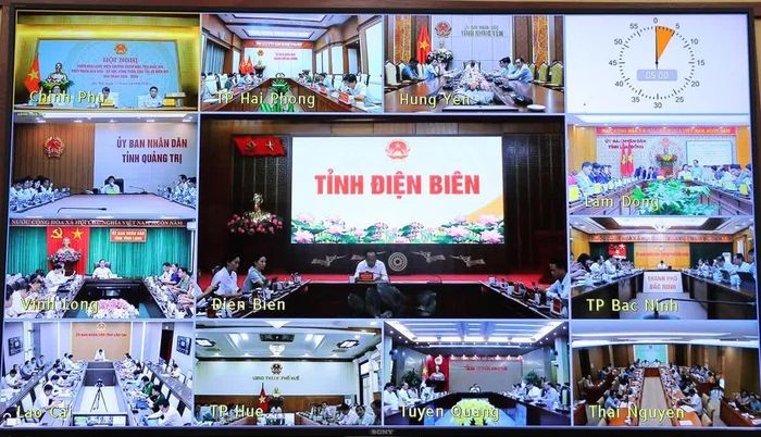 Các điểm cầu dự hội nghị (Ảnh chụp màn hình).