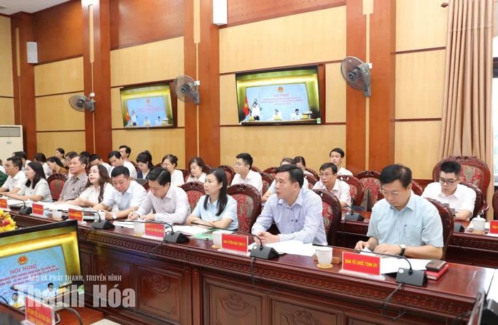 Các đại biểu dự hội nghị tại điểm cầu tỉnh Thanh Hóa.