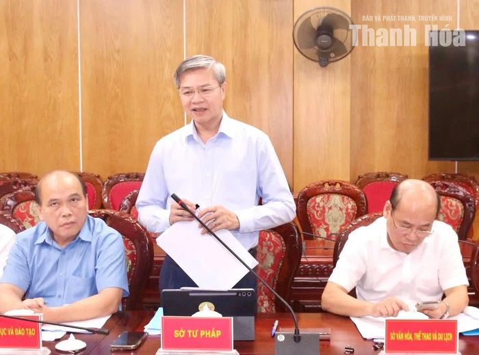 Đại diện Sở Tư pháp phát biểu tại hội nghị.