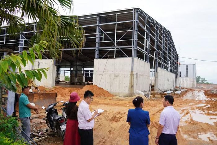  Tổ giám sát của Thường trực HĐND tỉnh giám sát tiến độ triển khai Dự án Nhà máy chế biến gỗ Quý Phước tại khu vực Tân Hòa. Ảnh: Nguyễn Hân 