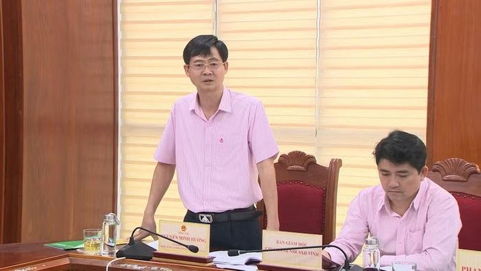  Giám đốc Chi nhánh Ngân hàng CSXH tỉnh Gia Lai Nguyễn Minh Hướng báo cáo kết quả hoạt động tín dụng CSXH 9 tháng năm 2026. Ảnh: Trung Nghĩa 