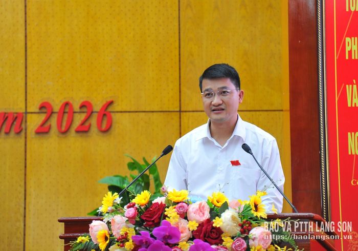 Lãnh đạo Sở Nội vụ thuyết trình dự thảo nghị quyết tại kỳ họp