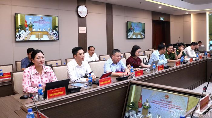 Các đại biểu tham dự Hội nghị tại điểm cầu tỉnh Lào Cai