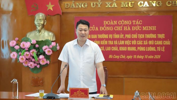 Đồng chí Hà Đức Minh - Ủy viên Ban Thường vụ Tỉnh ủy, Phó Chủ tịch Thường trực Ủy ban MTTQ Việt Nam tỉnh phát biểu kết luận tại buổi làm việc.