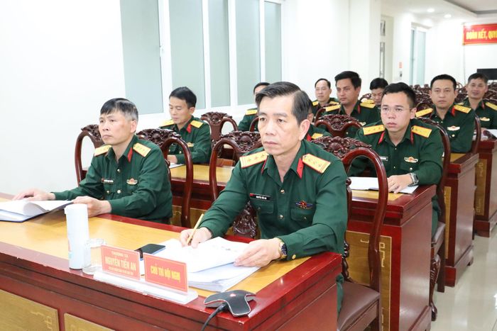 Đại biểu dự hội nghị tại điểm cầu Bộ Chỉ huy Quân sự tỉnh Lâm Đồng. (Ảnh: Hữu Phúc)