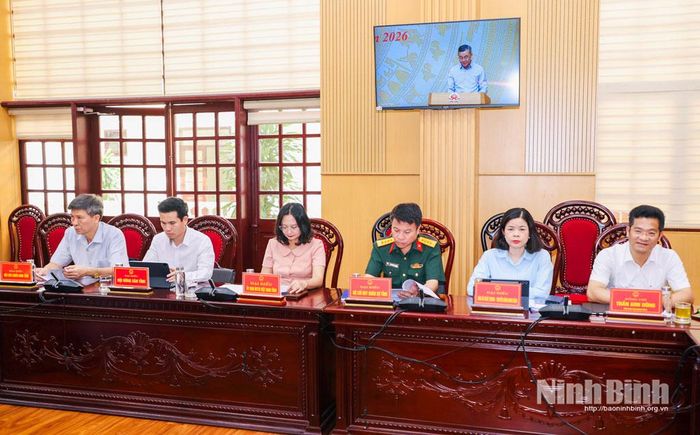 Các đại biểu dự hội nghị tại điểm cầu tỉnh Ninh Bình.