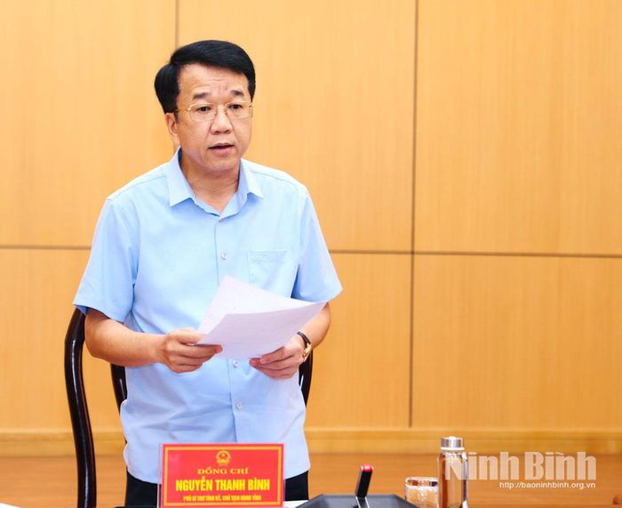 Đồng chí Nguyễn Thanh Bình, Phó Bí thư Tỉnh ủy, Chủ tịch UBND tỉnh, Trưởng BCĐ các CTMTQG tỉnh phát biểu tại hội nghị.