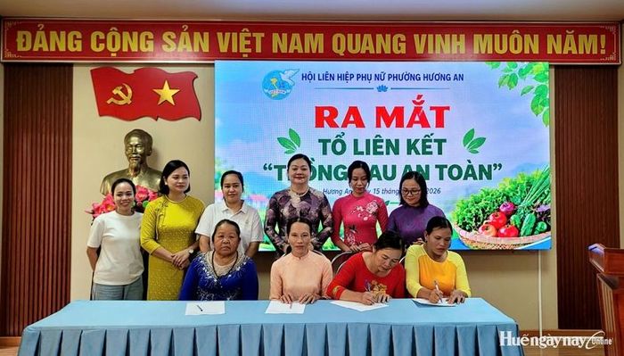 Ra mắt và ký cam kết của các thành viên Tổ liên kết "Trồng rau an toàn" tại phường Hương An