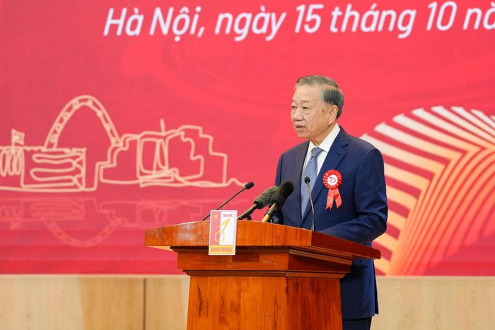 Tổng Bí thư, Chủ tịch nước Tô Lâm phát biểu chỉ đạo tại lễ kỷ niệm 70 năm thành lập Đại học Bách khoa Hà Nội.