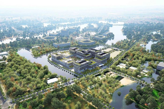 Phối cảnh Dự án Trung tâm Nghiên cứu và phát triển Viettel, được khởi công ngày 19/8/2025, tại Khu Công nghệ cao Hòa Lạc