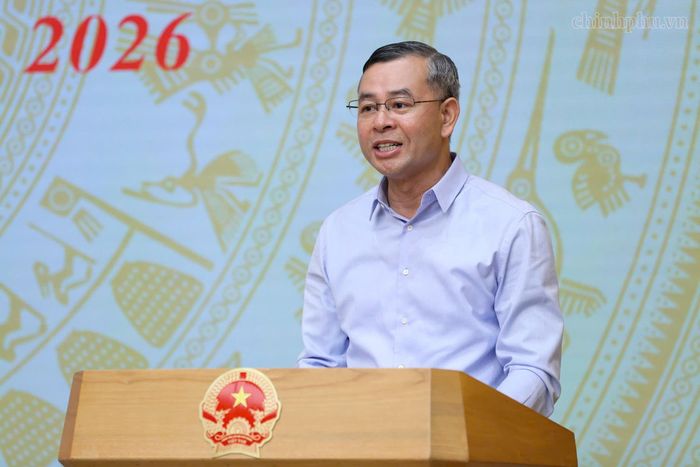 Bộ trưởng Bộ Tài chính Ngô Văn Tuấn báo cáo tại Hội nghị - Ảnh: chinhphu.vn/Nhật Bắc