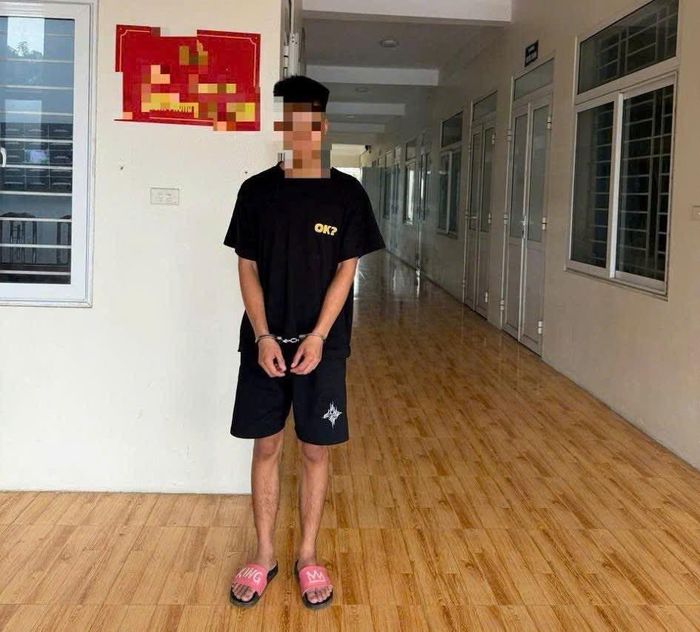 Đối tượng Hán Minh Toàn tại Công an xã Tam Hưng. Ảnh: CA.