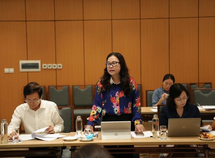 Phó Giám đốc Sở Tư pháp thành phố Hà Nội Phạm Thị Thanh Hương đề xuất làm rõ khái niệm, tiêu chí xác định đối tượng thụ hưởng - (Ảnh: danchuphapluat.vn).