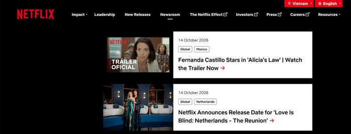 Ảnh chụp từ trang web của Netflix