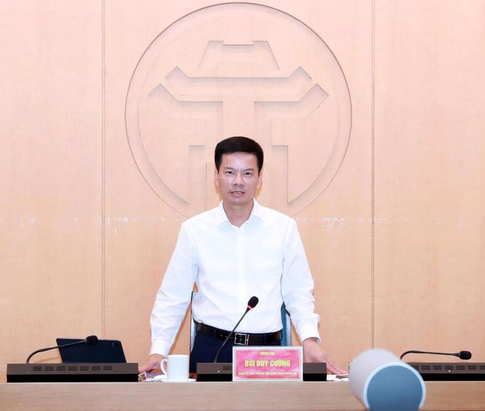 Phó Chủ tịch UBND thành phố Hà Nội Bùi Duy Cường phát biểu chỉ đạo. Ảnh: Tùng Nguyễn