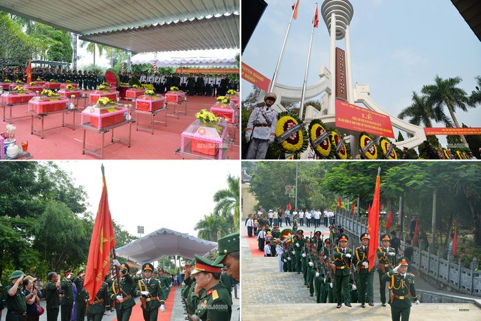 Không khí trang nghiêm tại lễ viếng, truy điệu và an táng 93 hài cốt liệt sĩ ở Vị Xuyên. Ảnh: Tuấn Anh