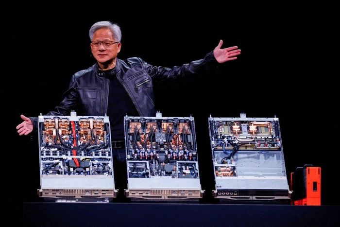  CEO Nvidia, Jensen Huang, phát biểu tại hội nghị Computex ở Đài Bắc (Trung Quốc) tháng 5/2025. Ảnh: Reuters.