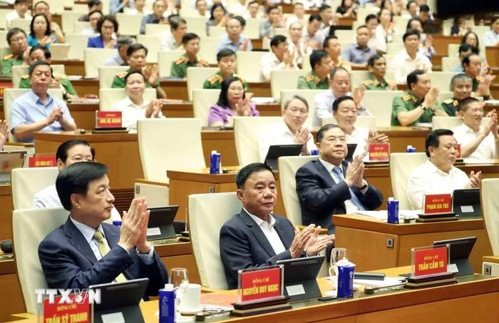  Các đại biểu dự hội nghị tại điểm cầu Trung tâm - Phòng họp Diên Hồng, Nhà Quốc hội (Hà Nội). Ảnh: Thống Nhất/TTXVN. 