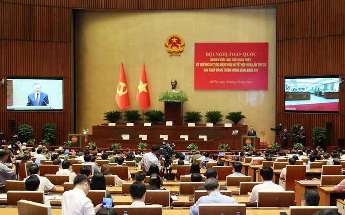 Hội nghị toàn quốc quán triệt và triển khai thực hiện Nghị quyết Trung ương 4 khóa XIV. Ảnh: Trần Huấn