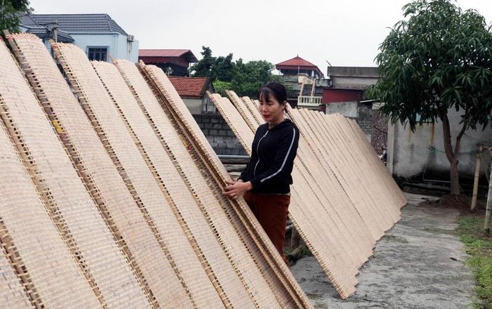 Phơi bánh đa nem thủ công phụ thuộc rất lớn vào thời tiết. Ảnh: Nguyễn Chinh