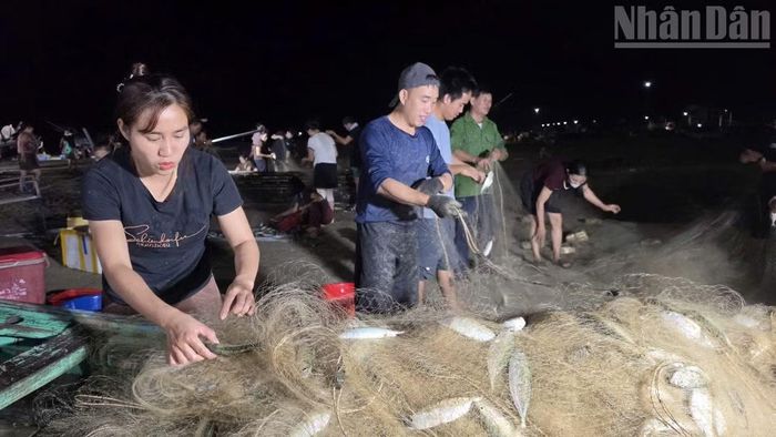  Thuyền cập bến, mang niềm vui đến với ngư dân làng chài ven biển thôn Cam Lâm, xã Cổ Đạm﻿. 