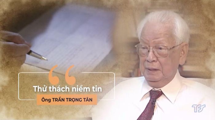 Đồng chí Trần Trọng Tân trong bộ phim tài liệu. (Ảnh: HTV)