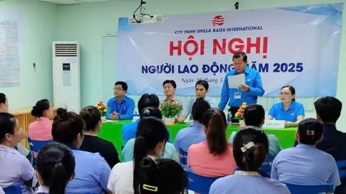 Hội nghị người lao động Công đoàn Công ty TNHH Shilla Bags International. (Ảnh: Công đoàn Tây Ninh)