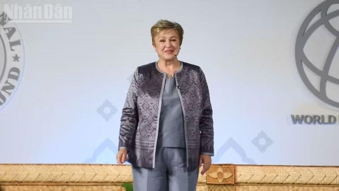 Tổng Giám đốc IMF Kristalina Georgieva chia sẻ những đóng góp nổi bật của IMF. (Ảnh: MINH THẮNG)