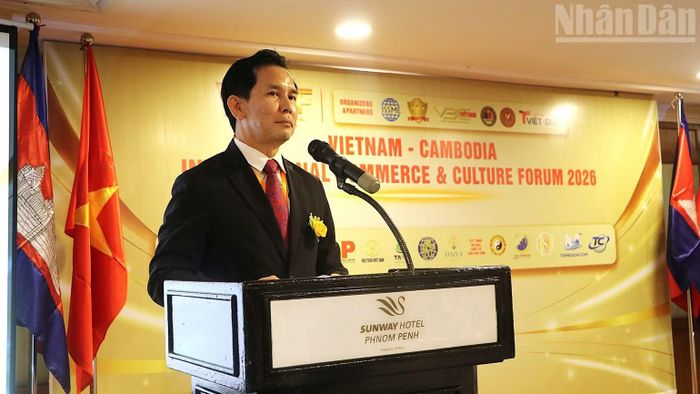 Phó Chủ tịch Phòng Thương mại Campuchia Tan Monivann. (Ảnh: HUY VŨ)