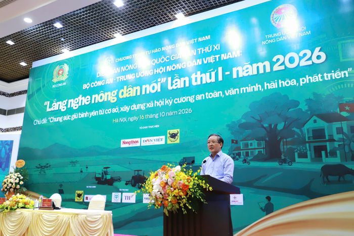  Chủ tịch Ban Chấp hành Trung ương Hội Nông dân Việt Nam Lương Quốc Đoàn phát biểu khai mạc. Ảnh: PHÚC HẬU 