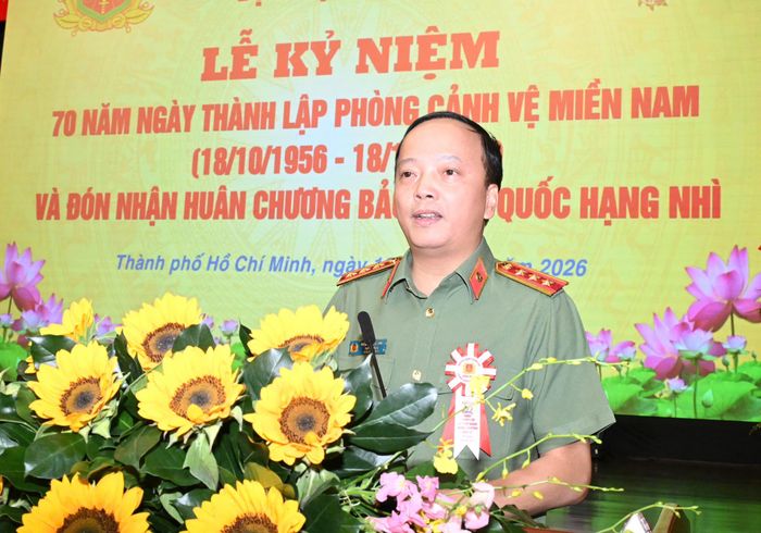  Thượng tướng Đặng Hồng Đức, Thứ trưởng Bộ Công an phát biểu. Ảnh: VIỆT DŨNG 