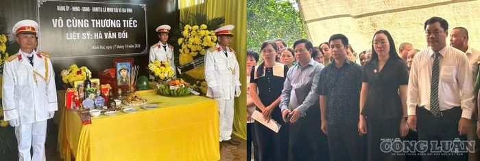 Lãnh đạo xã Minh Đài đến viếng, dâng hương và chia buồn cùng gia đình thân nhân liệt sĩ - Ảnh: Phùng Thọ.