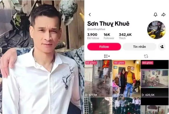 Nguyễn Quốc Hưng sở hữu tài khoản TikTok "Sơn Thụy Khuê", có 16 nghìn người theo dõi.