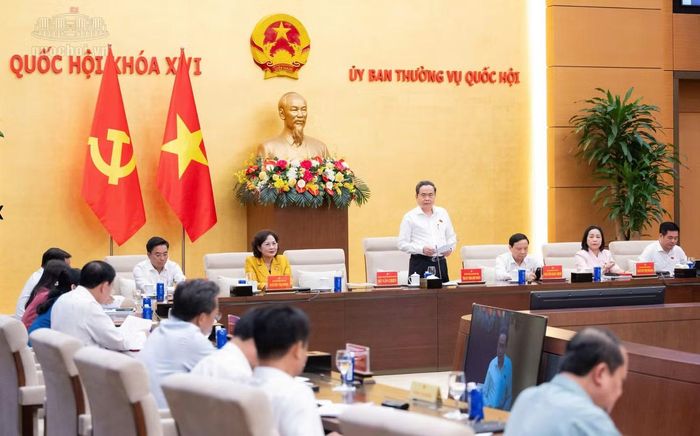  Bí thư Đảng ủy Quốc hội, Chủ tịch Quốc hội Trần Thanh Mẫn phát biểu. (Ảnh: QH) 