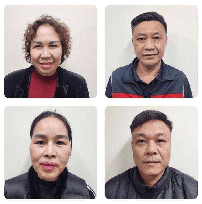 Bị cáo Chu Thị Thành (góc trên bên trái) và một số bị cáo trong vụ án.