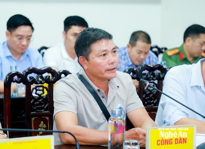 Ông Cao Xuân Nhân, xã Thành Bình Thọ phát biểu ý kiến. Ảnh: Thành Duy