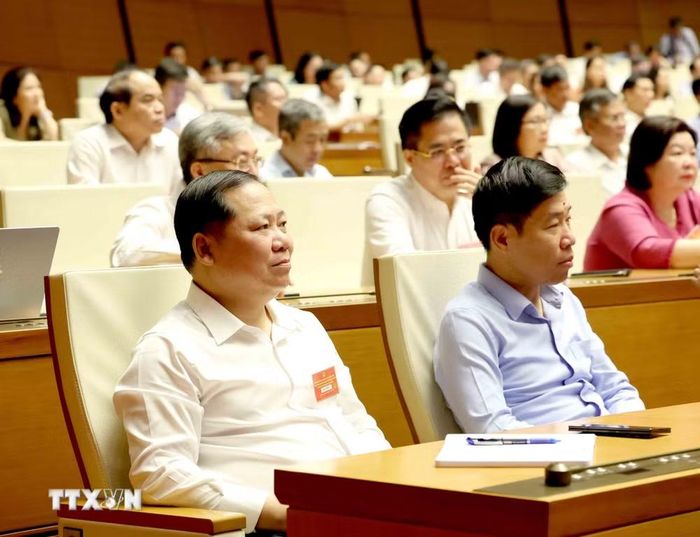 Các đại biểu dự hội nghị tại điểm cầu Trung tâm - Phòng họp Diên Hồng, Nhà Quốc hội (Hà Nội). (Ảnh: Phương Hoa/TTXVN)